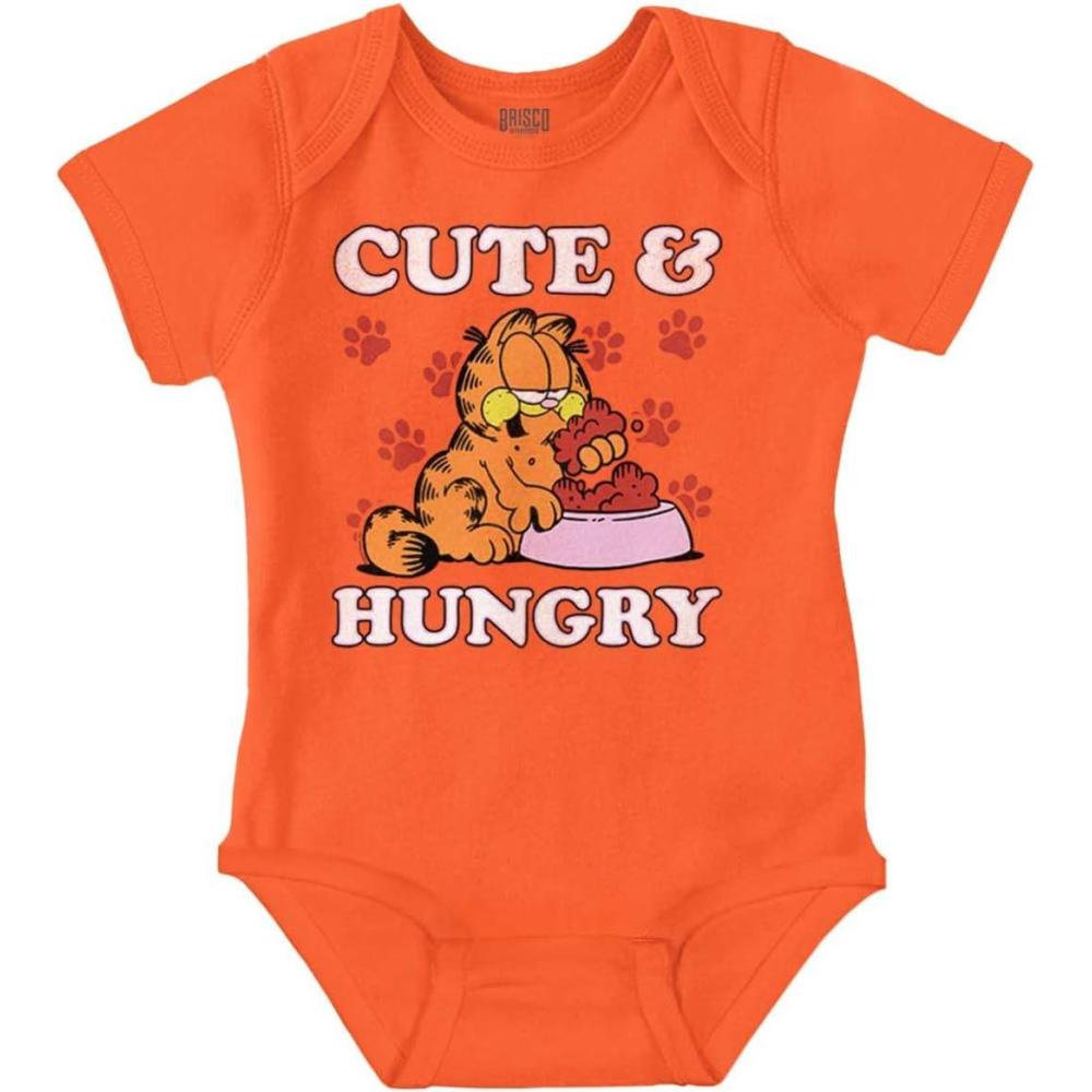imageBrisco Brands Garfield Cartoon Cute and Hungry Baby Bodysuit Jumper GirlsOrange