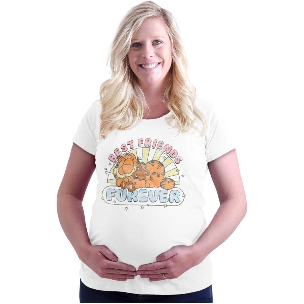 imageWomens Maternity Garfield Cartoon Best Friends Forever T Shirt Tee