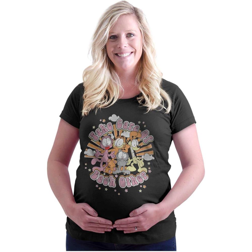 imageWomens Maternity Garfield Take Care of Each Other T Shirt TeeBlack