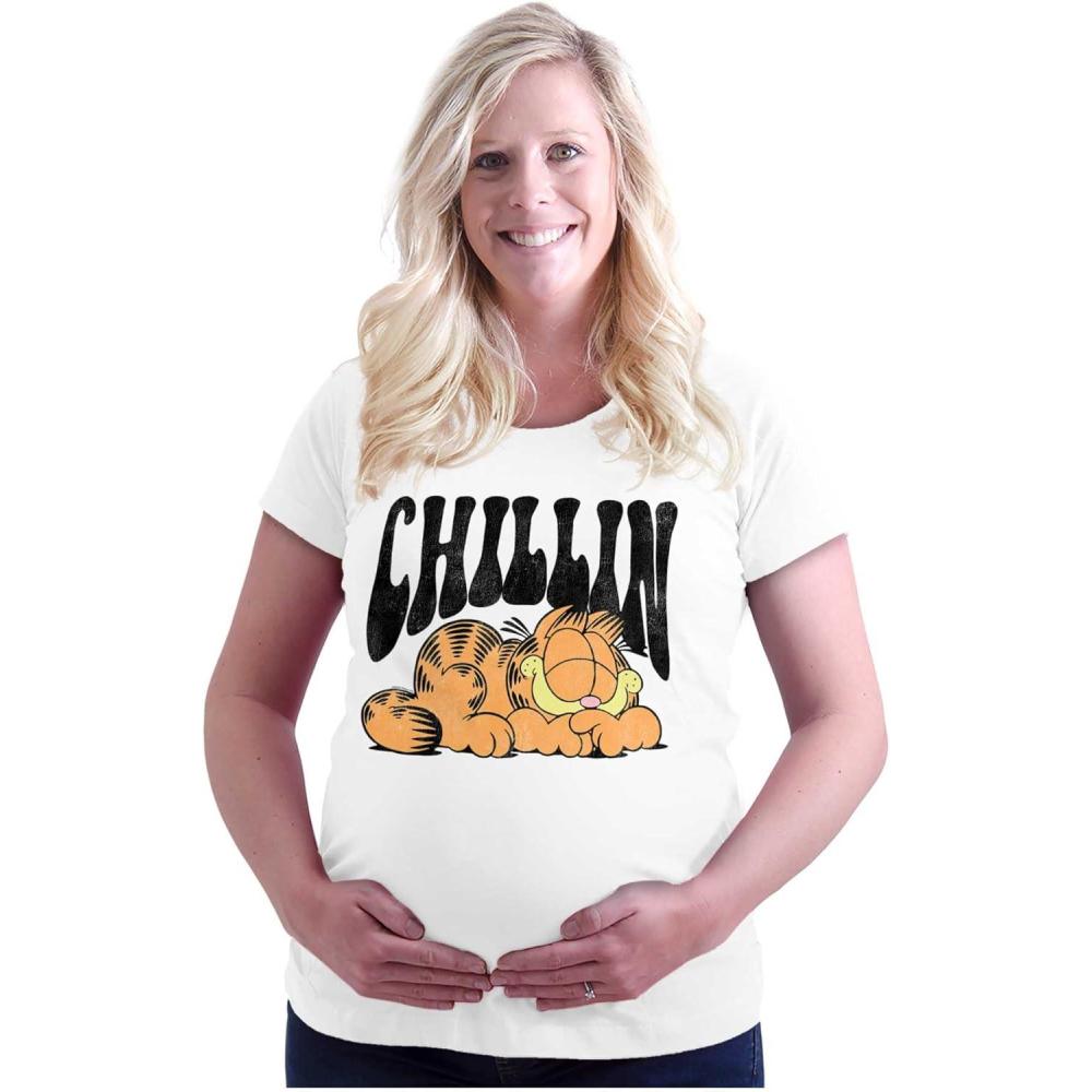 imageWomens Maternity Retro Garfield Cartoon Chillin T Shirt Tee