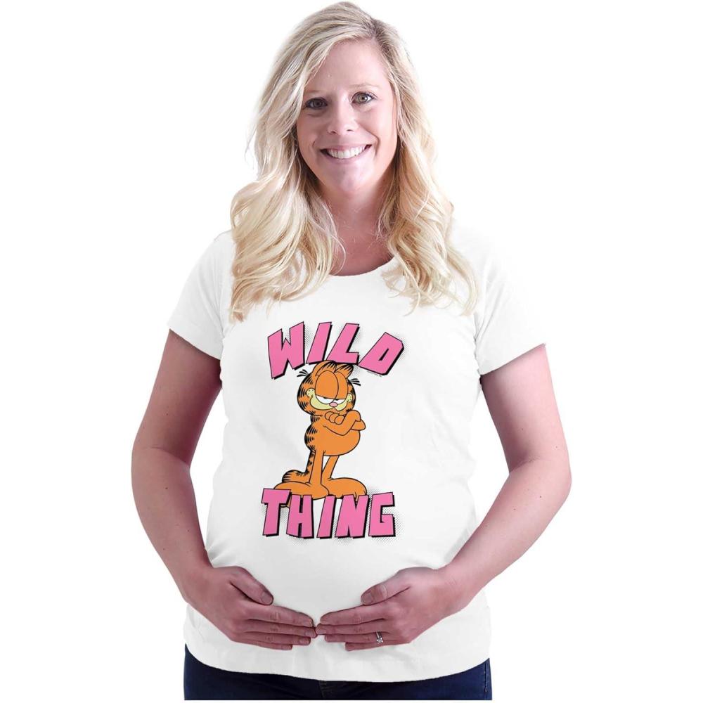 imageWomens Maternity Retro Garfield Cartoon Wild Thing T Shirt Tee