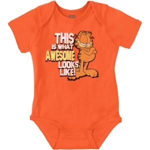 Brisco Brands Awesome Looks Like Garfield Cartoon Baby Romper Boys or Girls(Orange)
