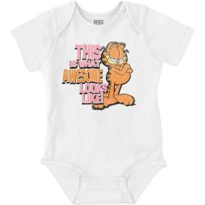 Brisco Brands Awesome Looks Like Garfield Cartoon Baby Romper Boys or Girls(White)