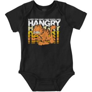 Brisco Brands Funny Garfield Hangry Attitude Baby Romper Boys or Girls(Black)