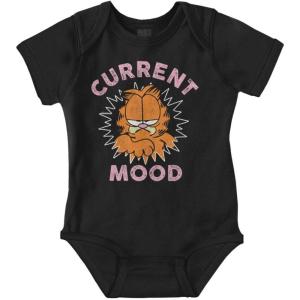 Brisco Brands Funny Grumpy Garfield Cartoon Mood Baby Romper Boys or Girls(Black)