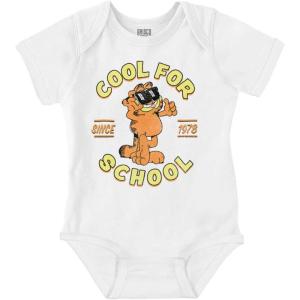 Brisco Brands Garfield Cartoon Cool For School Baby Romper Boys or Girls(White)