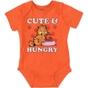 Brisco Brands Garfield Cartoon Cute and Hungry Baby Bodysuit Jumper Girls(Orange)