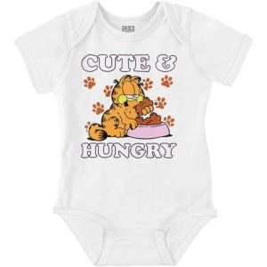 Brisco Brands Garfield Cartoon Cute and Hungry Baby Bodysuit Jumper Girls(White)