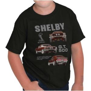 Brisco Brands Shelby Racing GT 500 Muscle Car Crewneck T Shirts Boy Girl(Black)