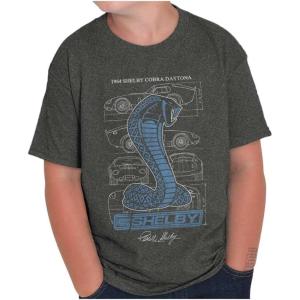 Shelby Cobra Daytona Car Blueprints Crewneck T Shirts Boy Girl(Black)