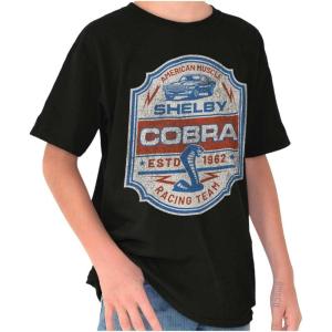 Shelby Cobra Racing Team Muscle Car Crewneck T Shirts Boy Girl(Black)