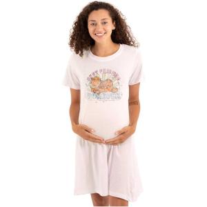 Womens Maternity Garfield Cartoon Best Friends Forever Pregnancy Dress(White)