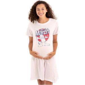 Womens Maternity Garfield Cartoon Cat Due in March Pregnancy Dress(White)