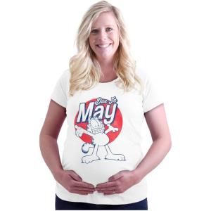 Womens Maternity Garfield Cartoon Cat Due in May T Shirt Tee