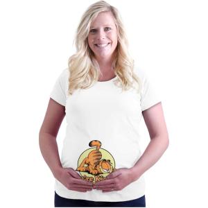 Womens Maternity Garfield Cartoon Kicking Me Smalls T Shirt Tee