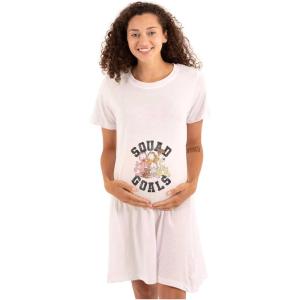 Womens Maternity Garfield Friends Cartoon Squad Goals Pregnancy Dress(White)