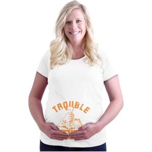 Womens Maternity Retro Garfield Cartoon Troublemaker T Shirt Tee