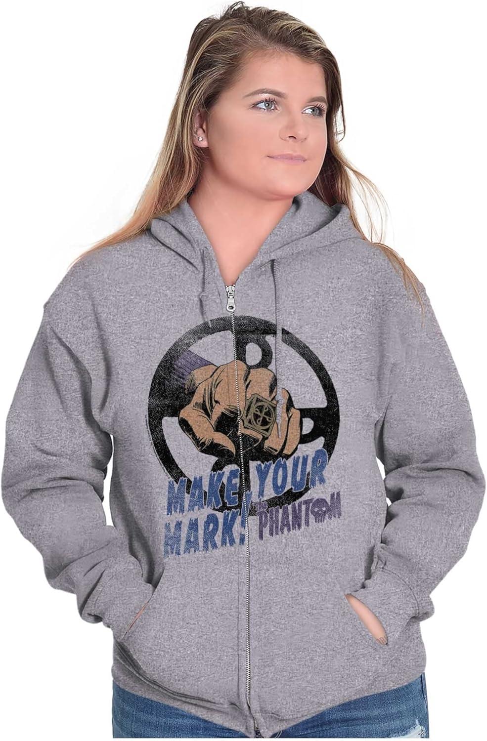 imageBrisco Brands The Phantom Make Your Mark Retro Zip Up Hoodie Mens WomensSport Grey