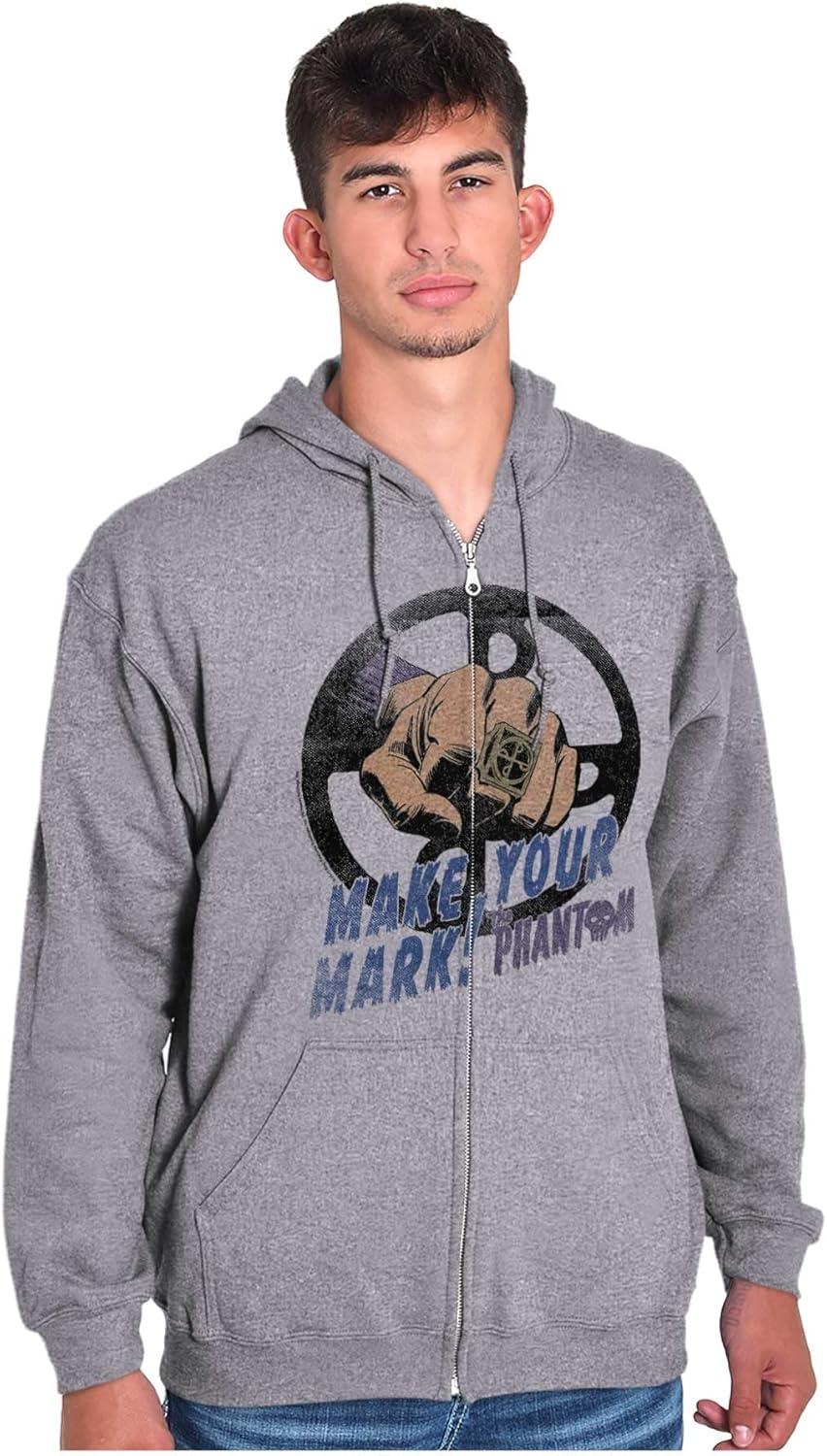 imageBrisco Brands The Phantom Make Your Mark Retro Zip Up Hoodie Mens WomensSport Grey