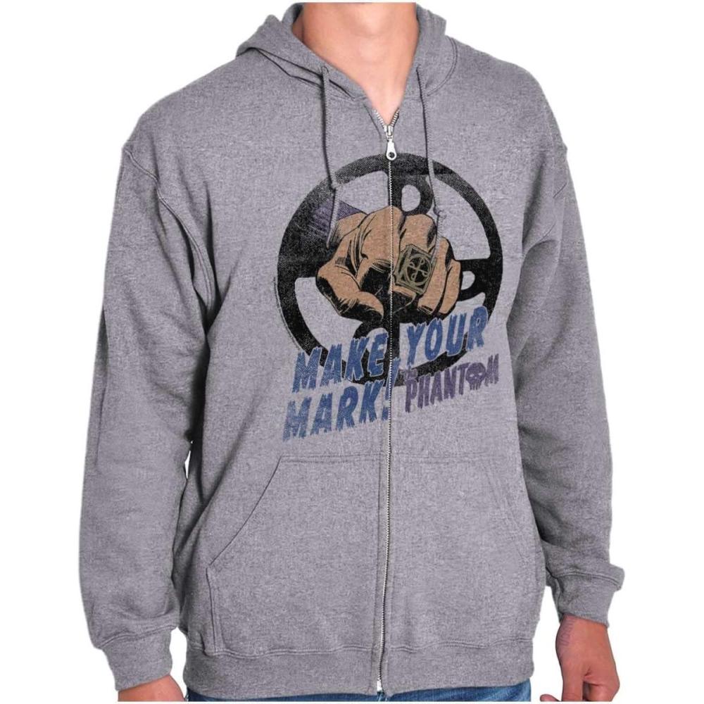 imageBrisco Brands The Phantom Make Your Mark Retro Zip Up Hoodie Mens WomensSport Grey