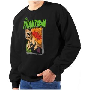 Brisco Brands the Phantom Skull Retro Comic Book Sweatshirt for Men or Women(Black)