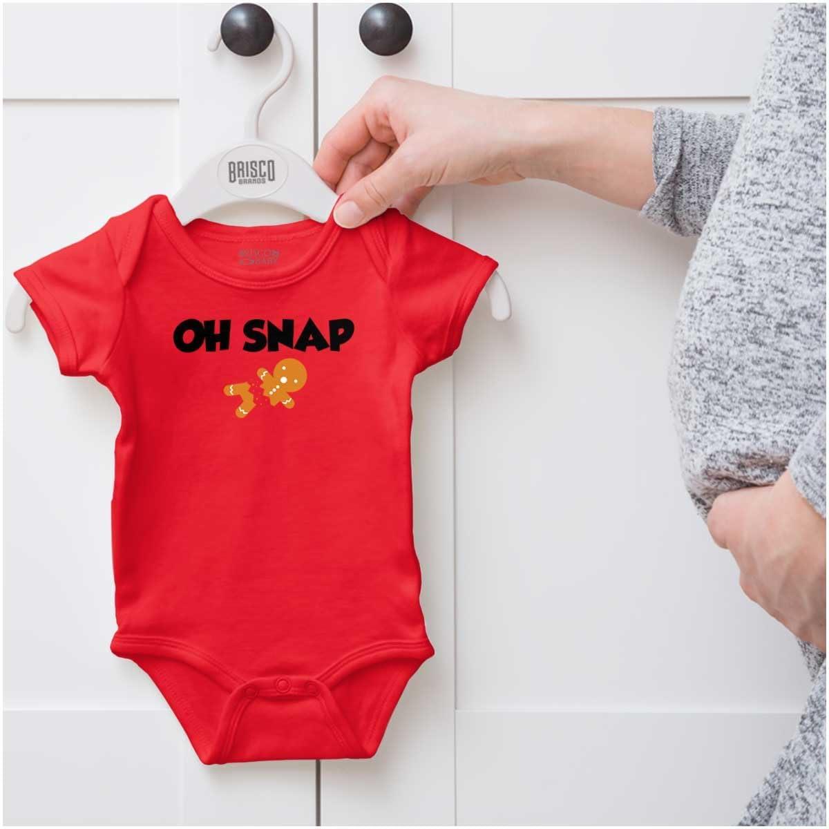 imageBrisco Brands Christmas Oh Snap Gingerbread Man Baby Romper Boys or GirlsRed