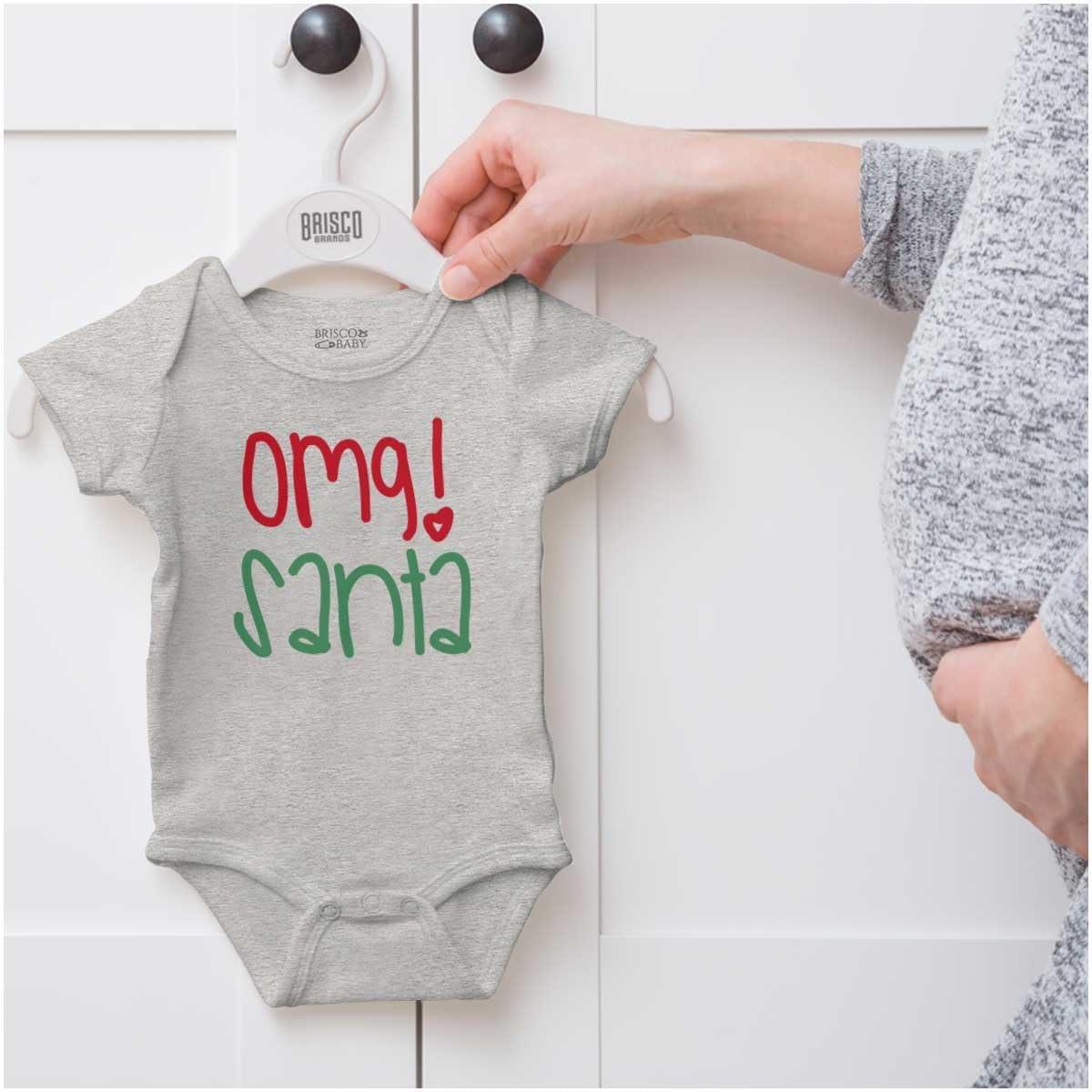 imageBrisco Brands Christmas Xmas OMG Santa Claus Baby Bodysuit Jumper GirlsHeather