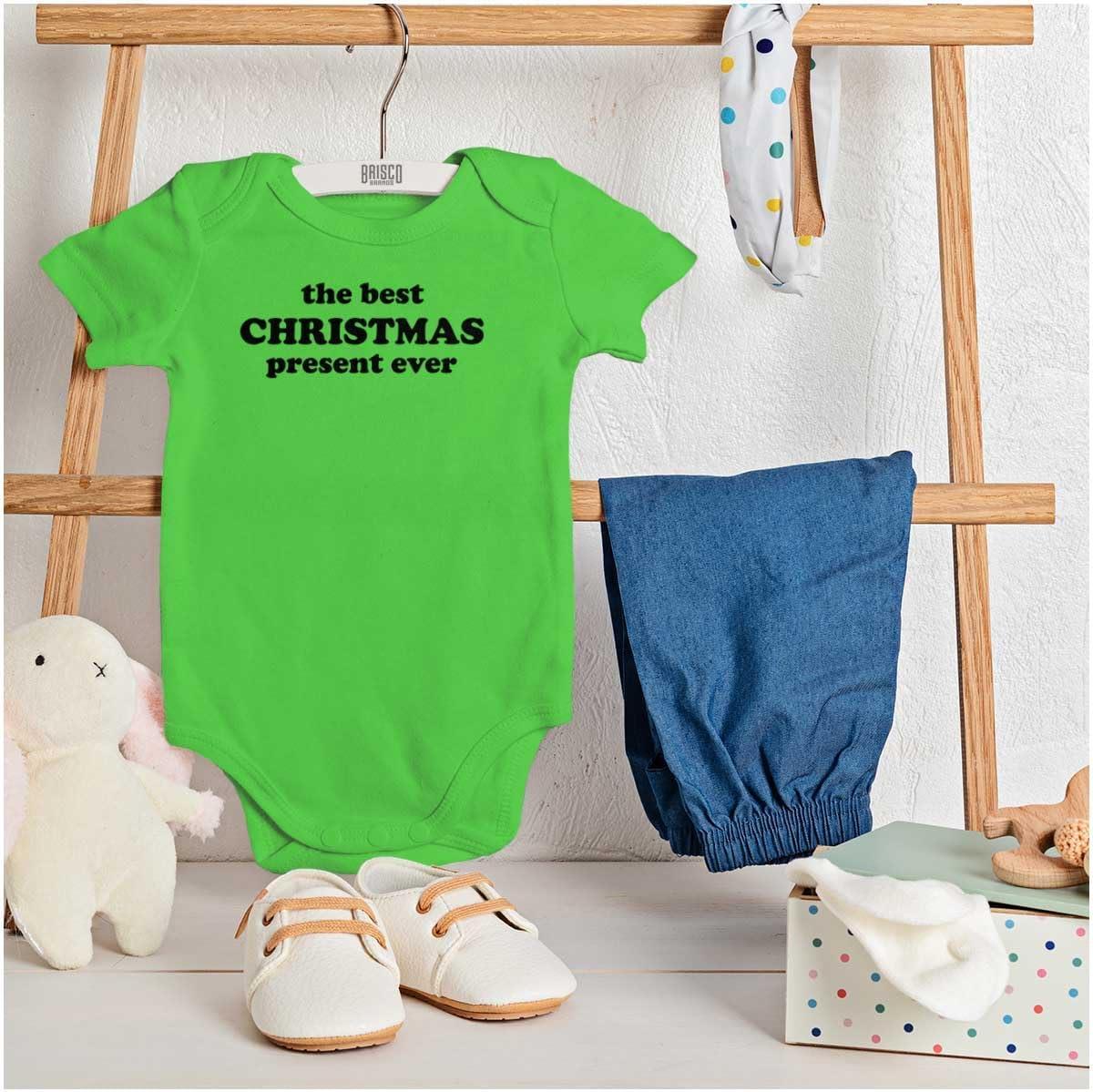 imageBrisco Brands Cute First Christmas Annoucement Baby Romper Boys or GirlsApple