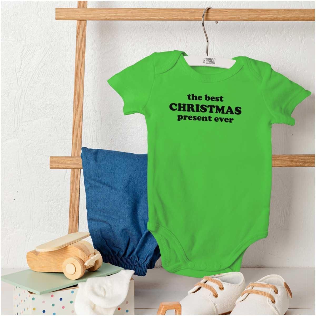 imageBrisco Brands Cute First Christmas Annoucement Baby Romper Boys or GirlsApple