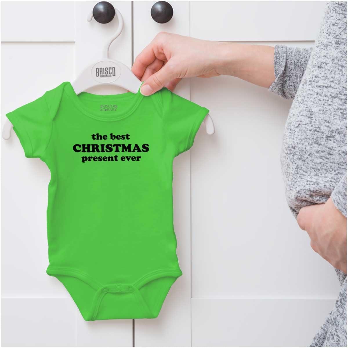 imageBrisco Brands Cute First Christmas Annoucement Baby Romper Boys or GirlsApple