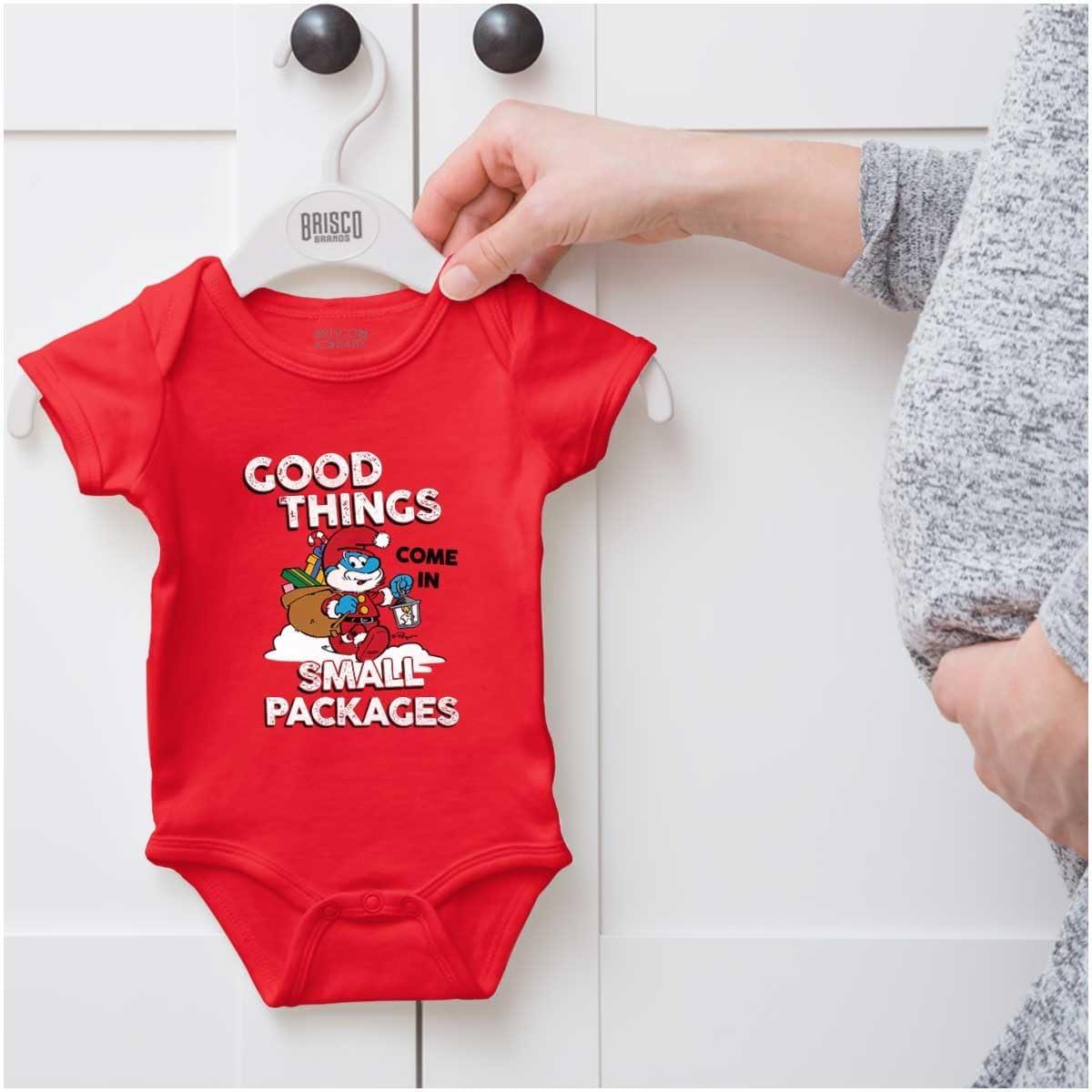 imageBrisco Brands Santa Papa Smurf Christmas Presents Baby Romper Boys or GirlsRed