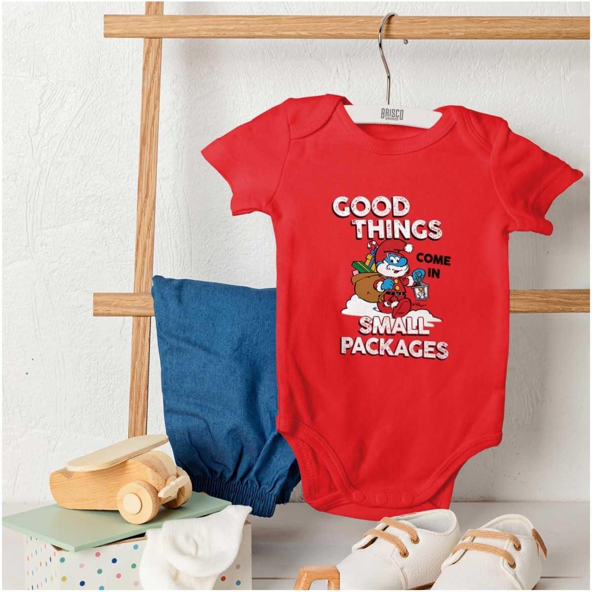 imageBrisco Brands Santa Papa Smurf Christmas Presents Baby Romper Boys or GirlsRed