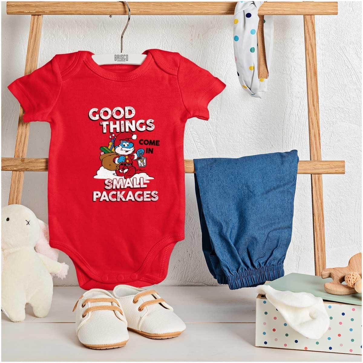imageBrisco Brands Santa Papa Smurf Christmas Presents Baby Romper Boys or GirlsRed