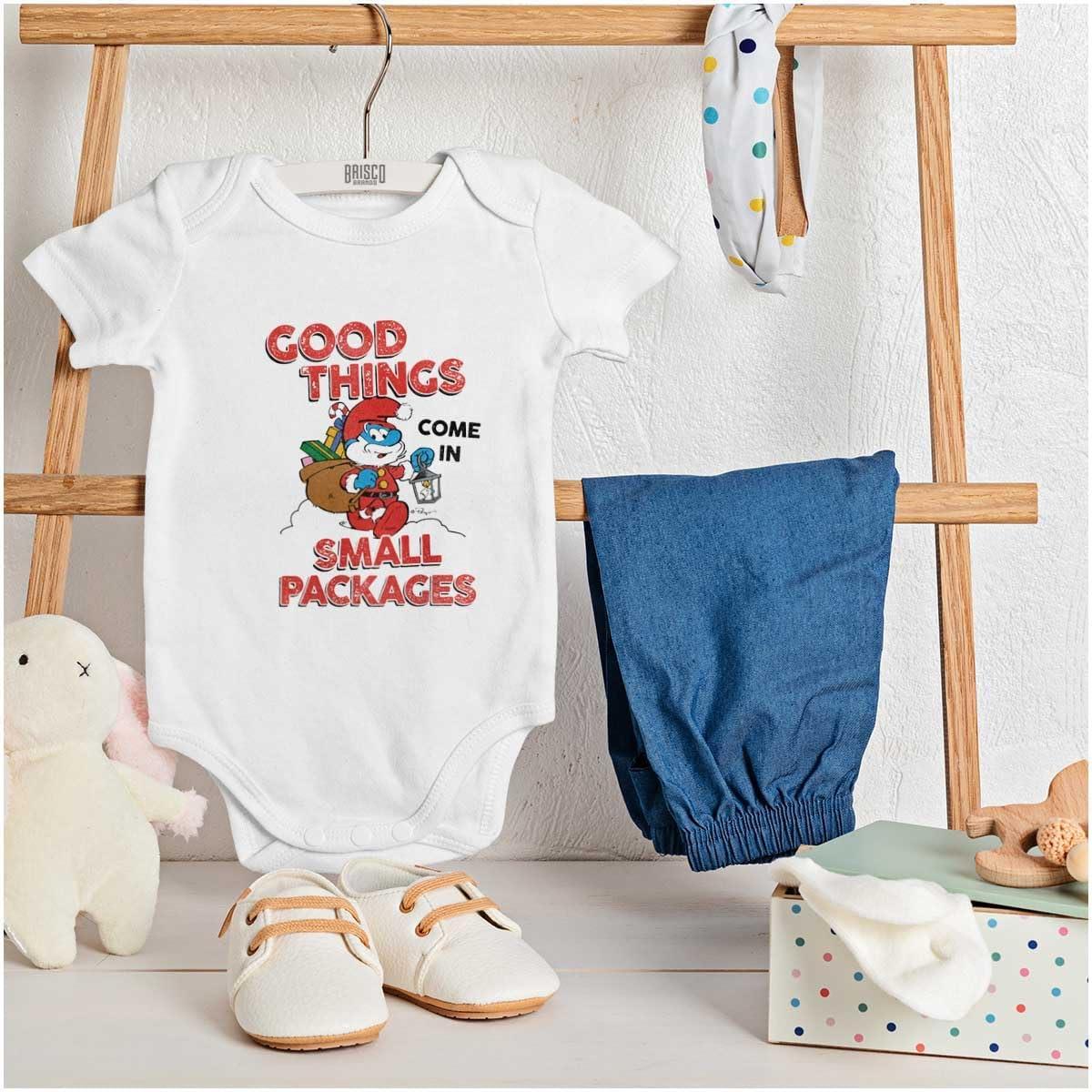 imageBrisco Brands Santa Papa Smurf Christmas Presents Baby Romper Boys or GirlsWhite