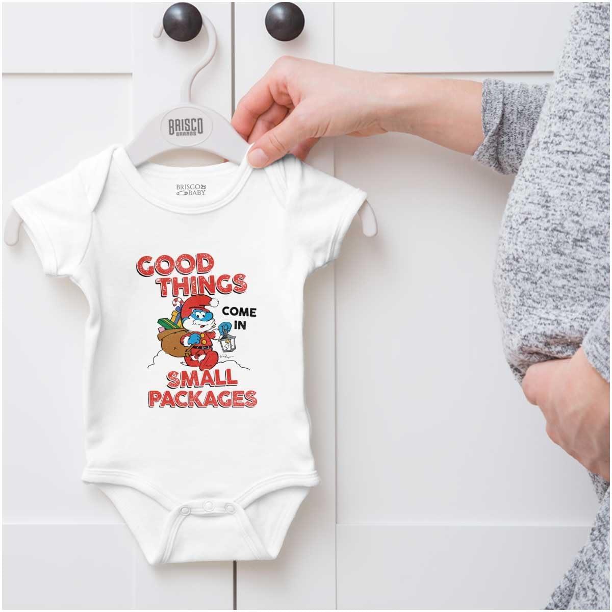 imageBrisco Brands Santa Papa Smurf Christmas Presents Baby Romper Boys or GirlsWhite