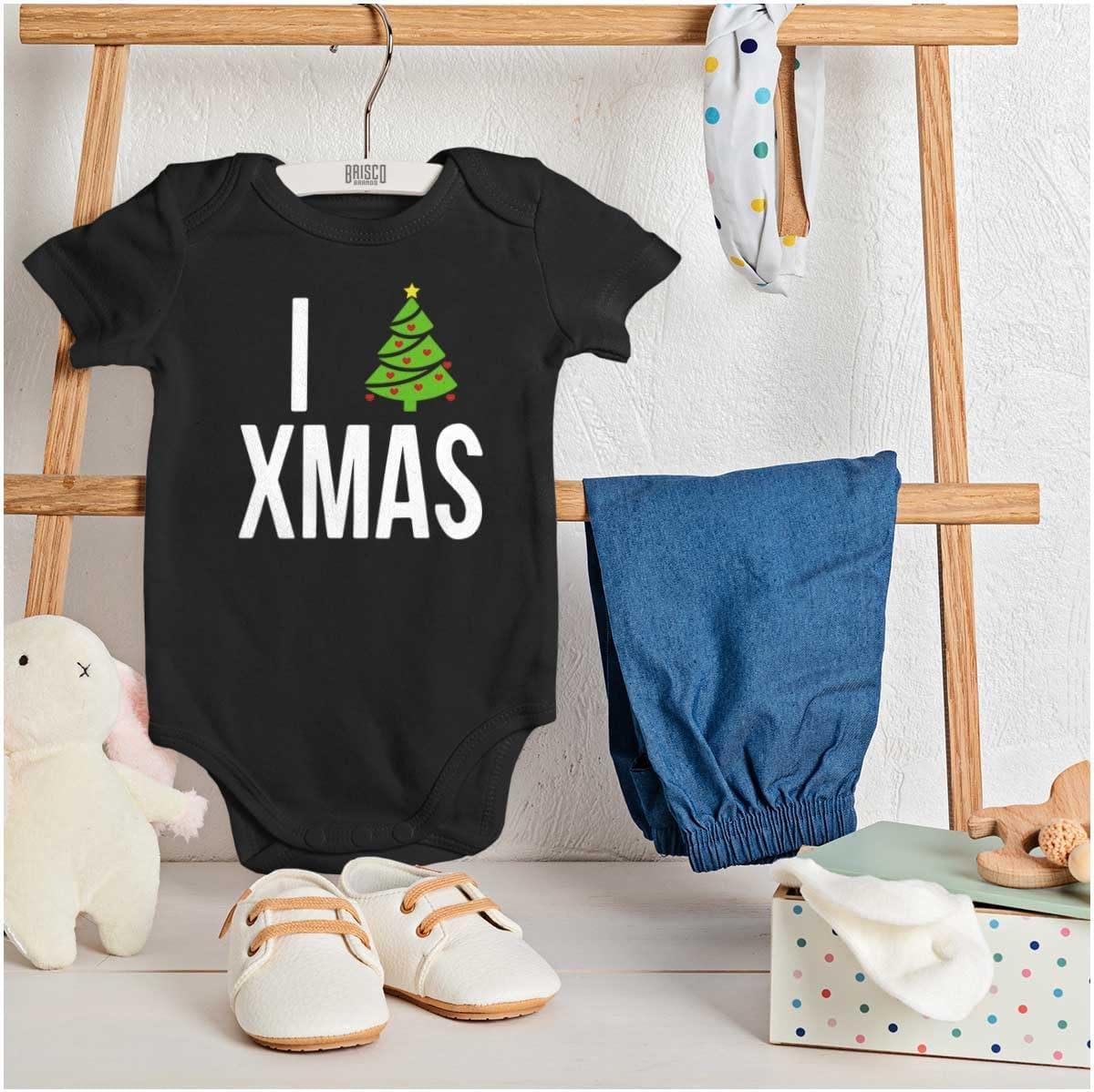 imageBrisco Brands Xmas I Love Christmas Merry Baby Romper Boys or GirlsBlack