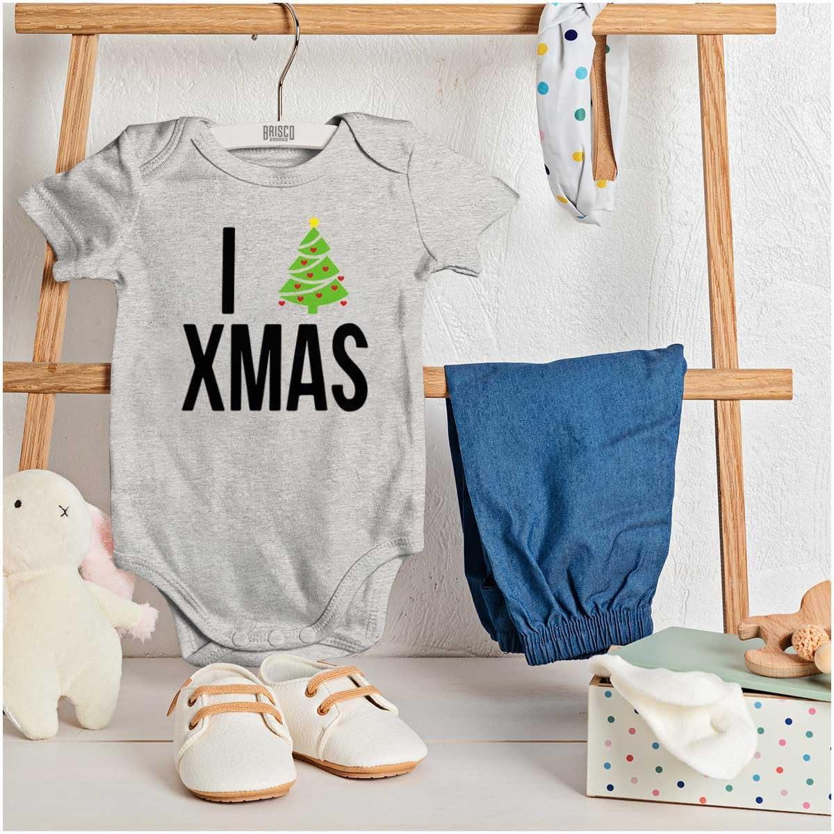 imageBrisco Brands Xmas I Love Christmas Merry Baby Romper Boys or GirlsHeather