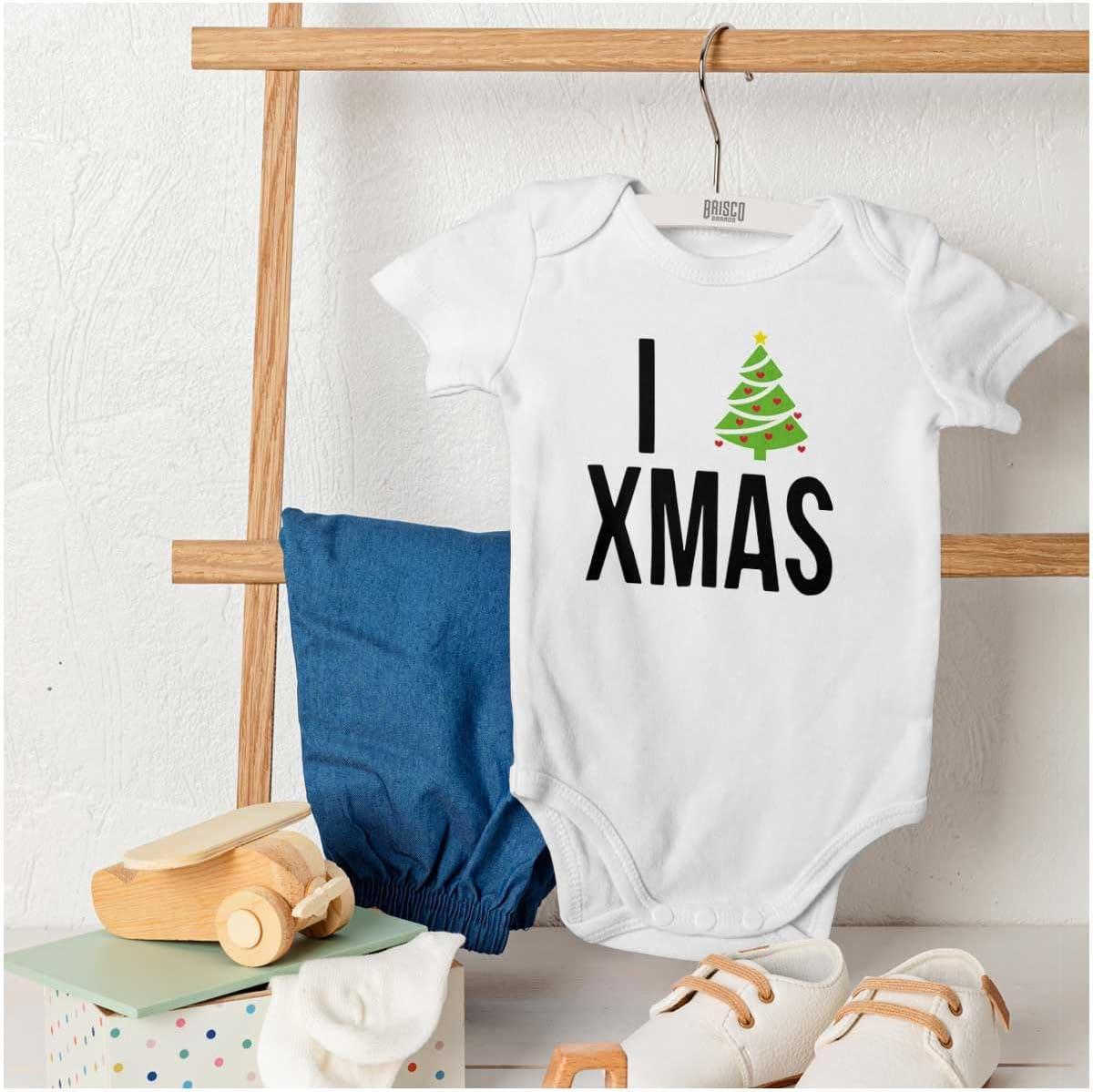 imageBrisco Brands Xmas I Love Christmas Merry Baby Romper Boys or GirlsWhite