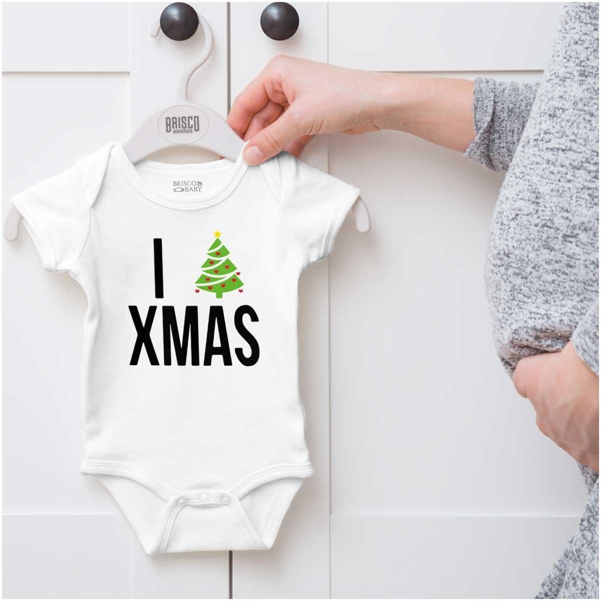 imageBrisco Brands Xmas I Love Christmas Merry Baby Romper Boys or GirlsWhite