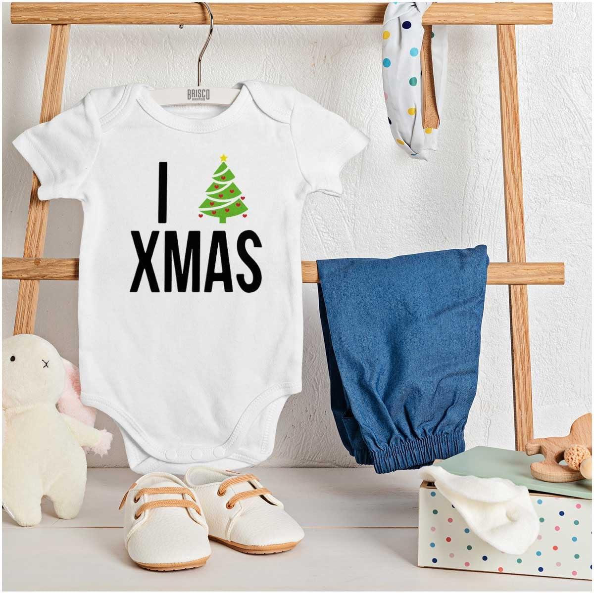 imageBrisco Brands Xmas I Love Christmas Merry Baby Romper Boys or GirlsWhite