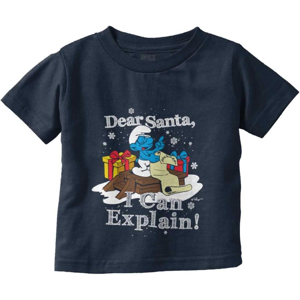 imageBrisco Brands Brainy Smurf Dear Santa Christmas Toddler Boy Girl T ShirtNavy