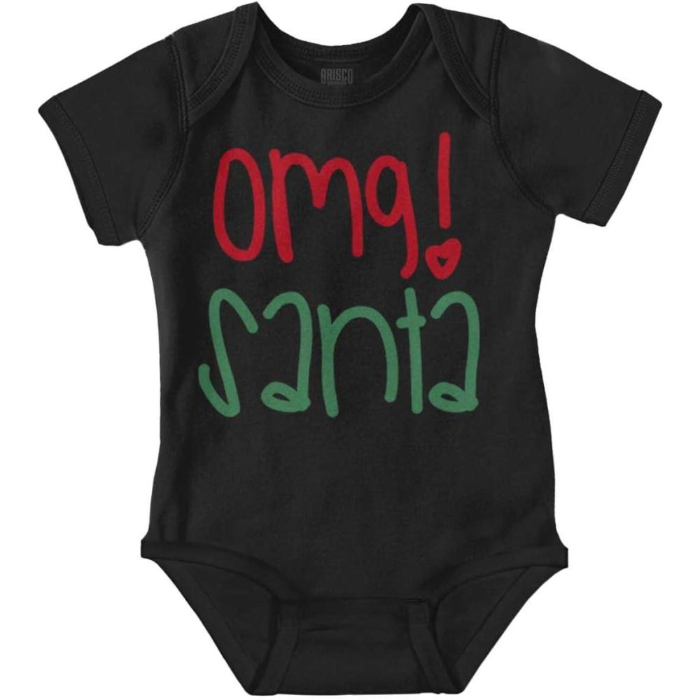 imageBrisco Brands Christmas Xmas OMG Santa Claus Baby Bodysuit Jumper GirlsBlack
