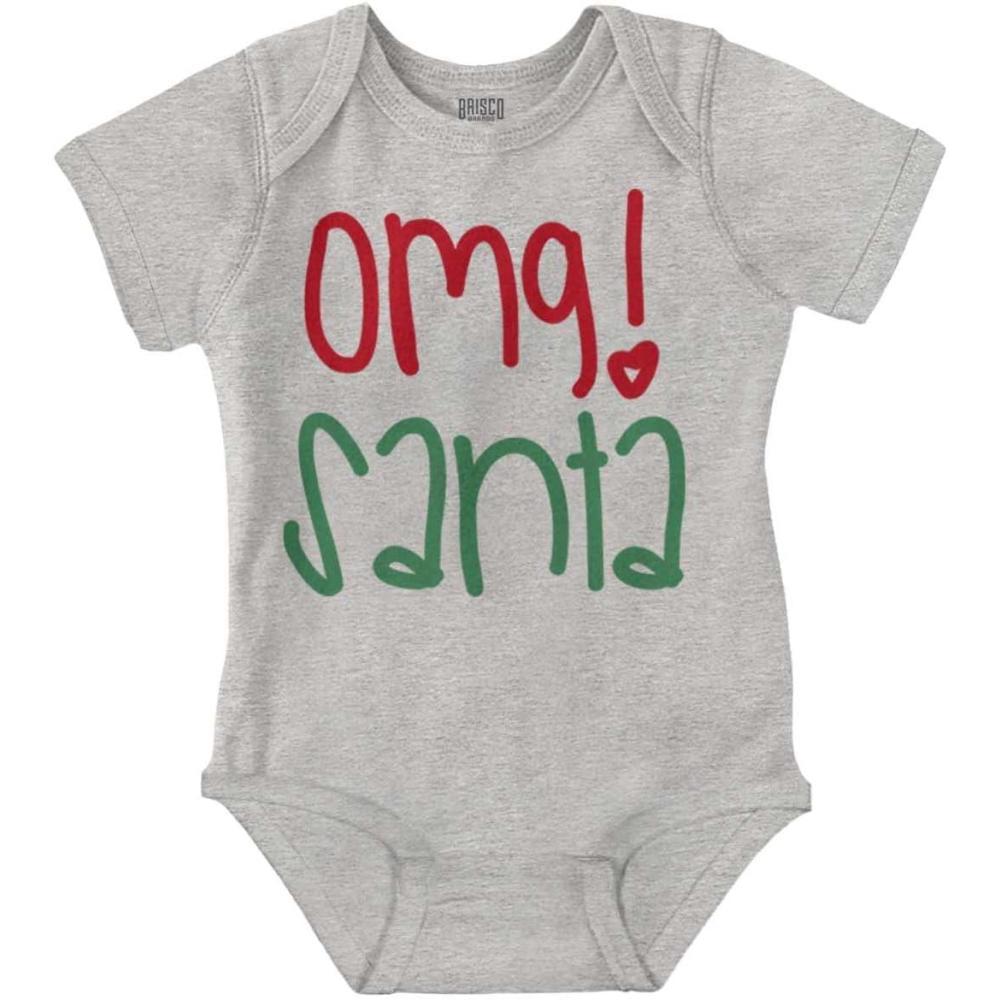 imageBrisco Brands Christmas Xmas OMG Santa Claus Baby Bodysuit Jumper GirlsHeather