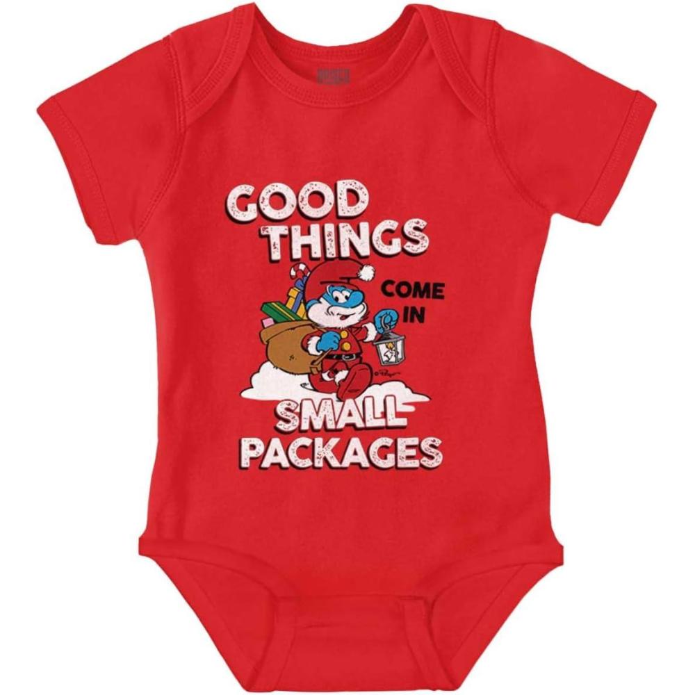 imageBrisco Brands Santa Papa Smurf Christmas Presents Baby Romper Boys or GirlsRed