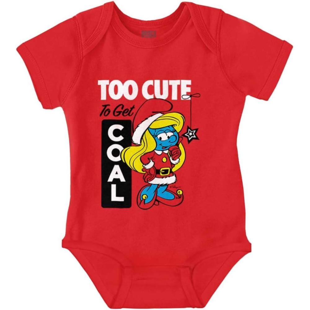 imageBrisco Brands Santa Smurfette Too Cute Christmas Baby Bodysuit Jumper GirlsRed
