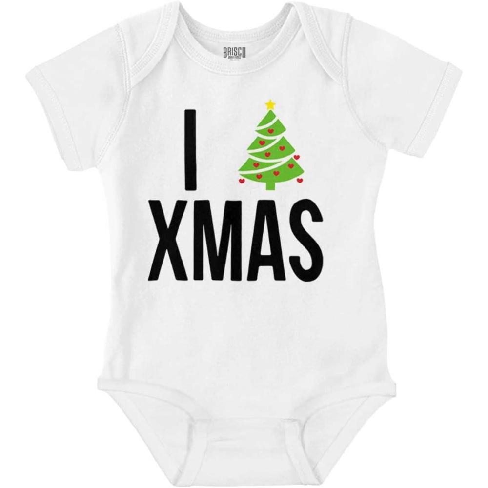 imageBrisco Brands Xmas I Love Christmas Merry Baby Romper Boys or GirlsWhite