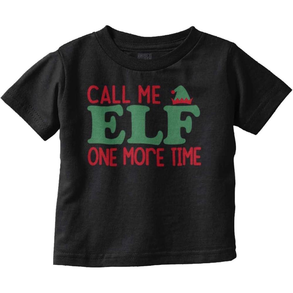 imageChristmas Call Me Elf One More Time Toddler Boy Girl T ShirtBlack
