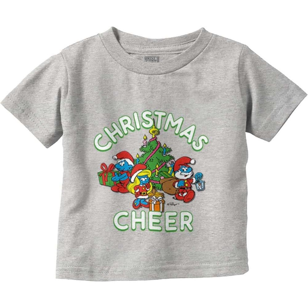imageSmurfs Holiday Christmas Cheer Toddler Boy Girl T ShirtHeather
