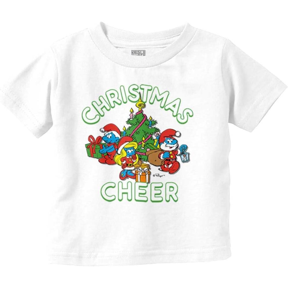 imageSmurfs Holiday Christmas Cheer Toddler Boy Girl T ShirtWhite