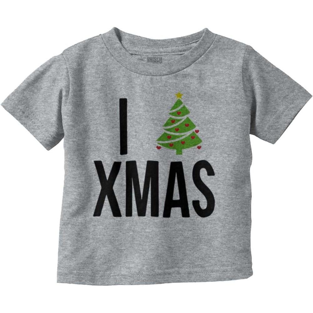 imageXmas I Love Christmas Merry Toddler Boy Girl T ShirtHeather